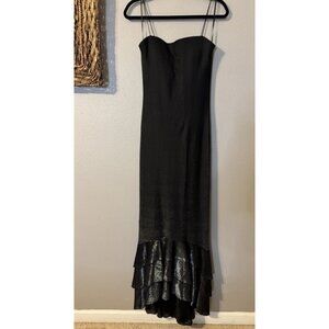 Vintage JS Boutique Ruffle Dress Gradient Silver Black Whimsigoth 10 Costume